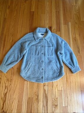 Democracy Women's Heather Blue Teddy Jacket Cozy Soft Size Medium